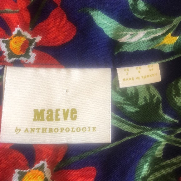 Maeve | By Anthropologie Hawaiian Print Short Sleeve Tie Front Top - Picture 5 of 7